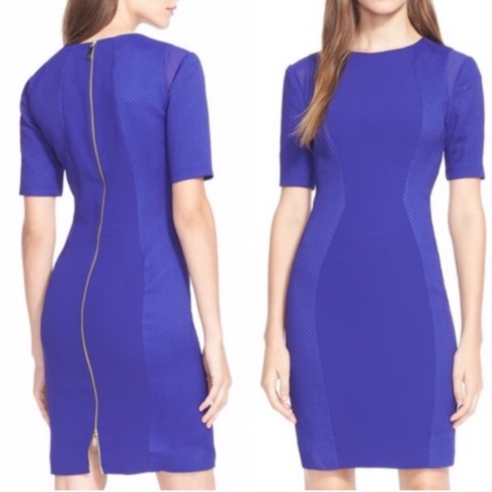 TED BAKER LONDON Abrial Mesh-Panel Sheath Dress